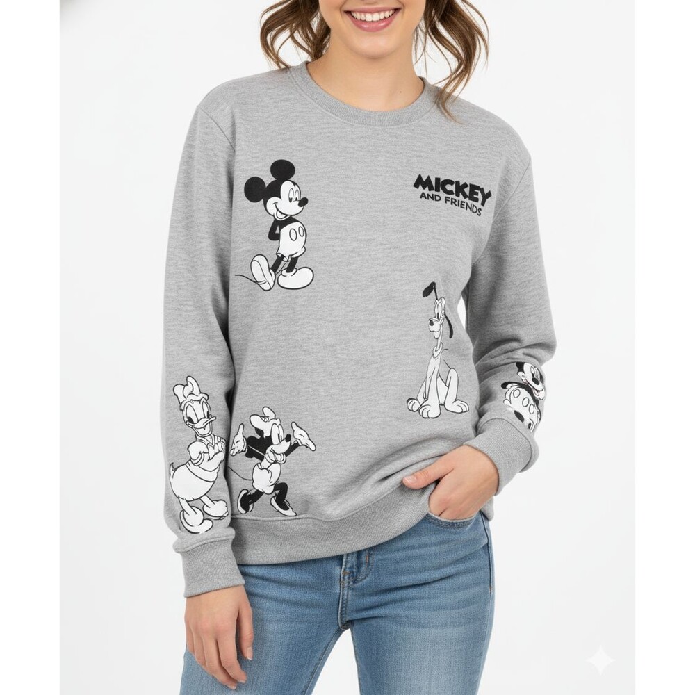 Disney Mickey & Friends Classic Black & White Graphic Crewneck M Sweatshirt - Picture 2 of 14